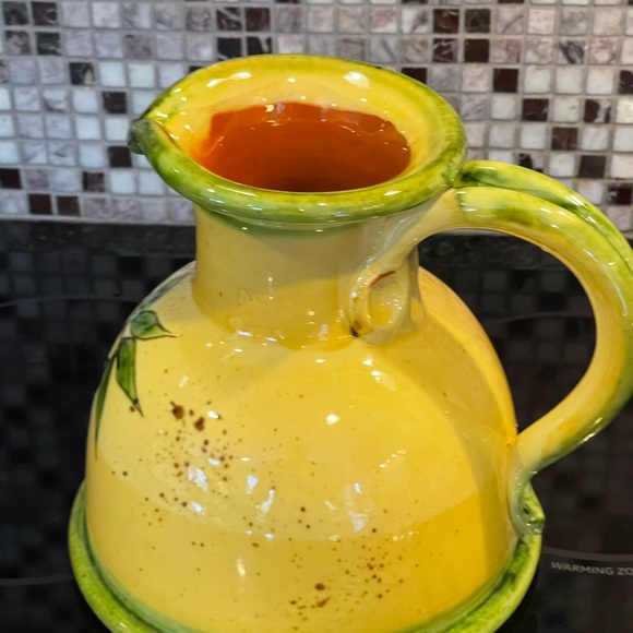 Bleu D Argile French Pottery Yellow & Bleu pitcher - Picture 5 of 10